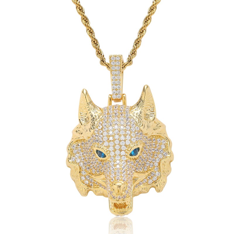 Wolf pendant With Free Rope Chain