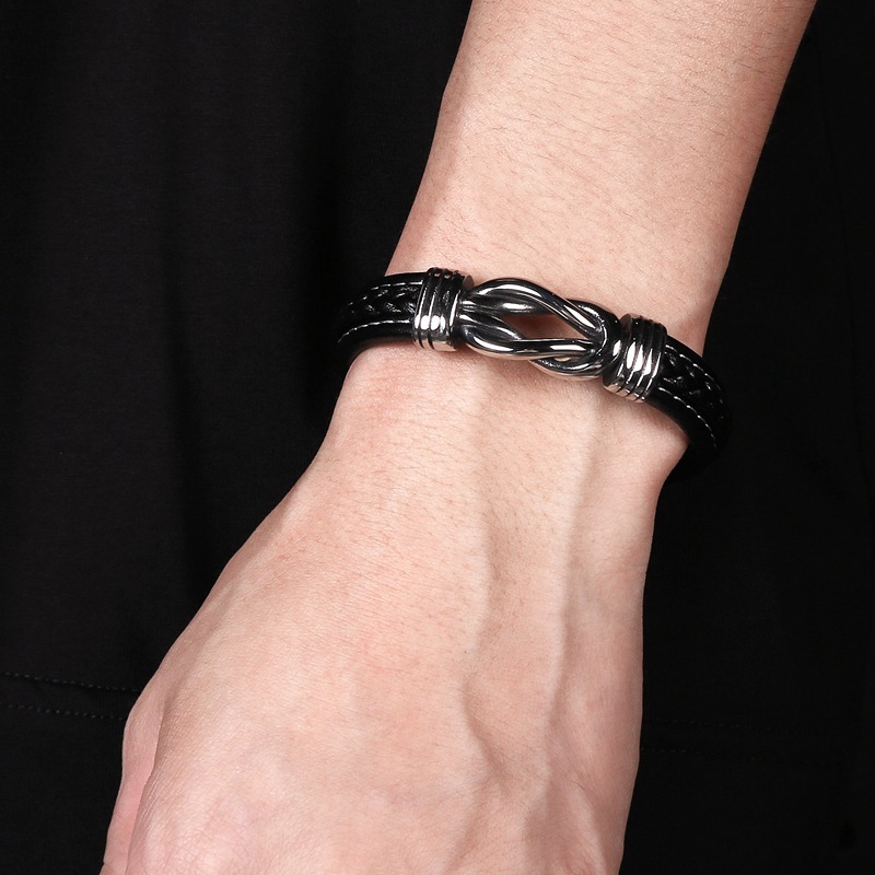 Nail Bullet Leather Rope Bracelet