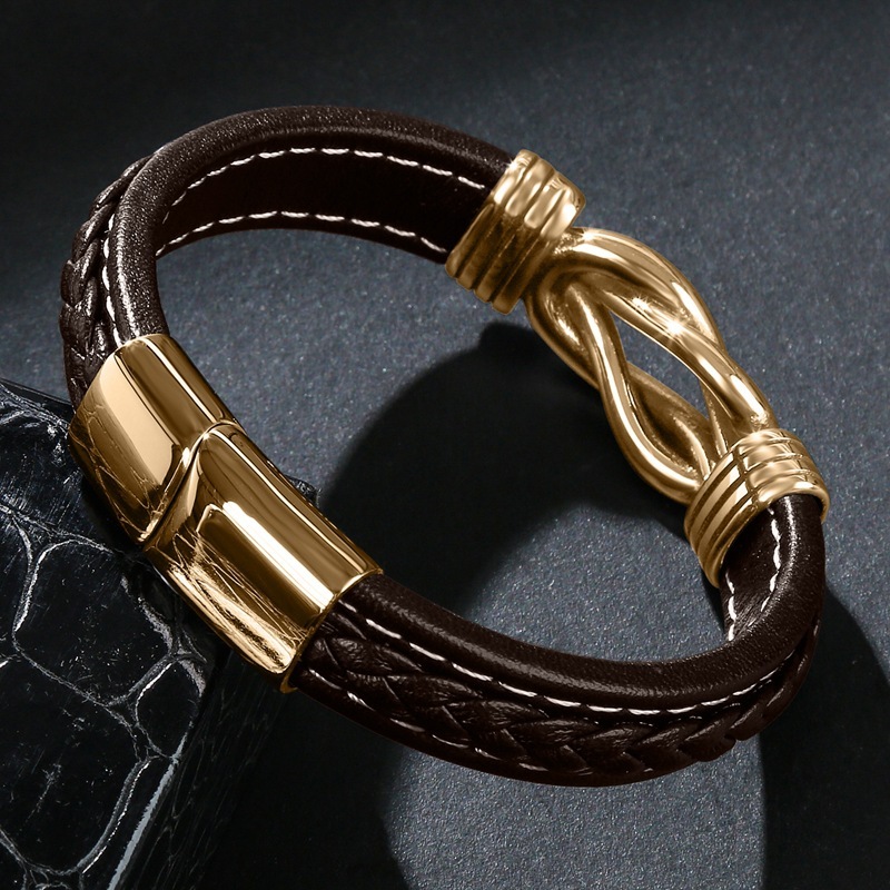 Nail Bullet Leather Rope Bracelet