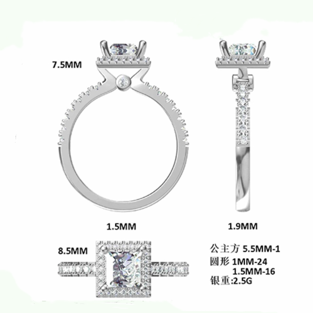 Elegant 1ct Moissanite Sterling Silver Ring - Perfect Engagement Symbol