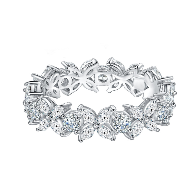 Elegant Sterling Silver Moissanite Diamond Wedding Band Ring