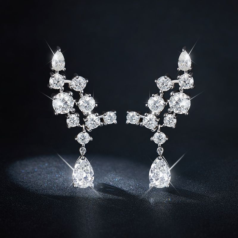 Angelic Moissanite Diamond Sterling Silver Drop Earrings