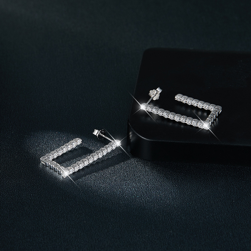 Irregular Moissanite Diamond Sterling Silver Drop Earrings