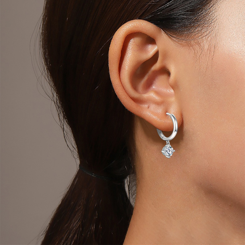 Angelic Moissanite Diamond Sterling Silver Drop Earrings