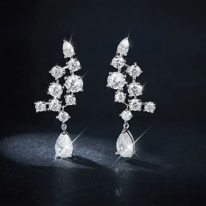 Angelic Moissanite Diamond Sterling Silver Drop Earrings