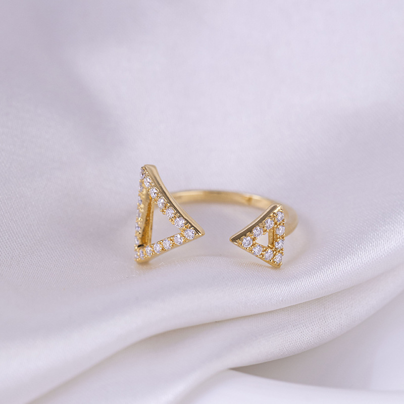 Asymmetrical Triangular Sterling Silver Moissanite Diamond Wedding Band Ring