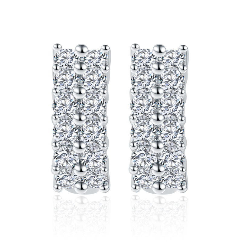 Elegant Moissanite Diamond Sterling Silver Hoop Earrings