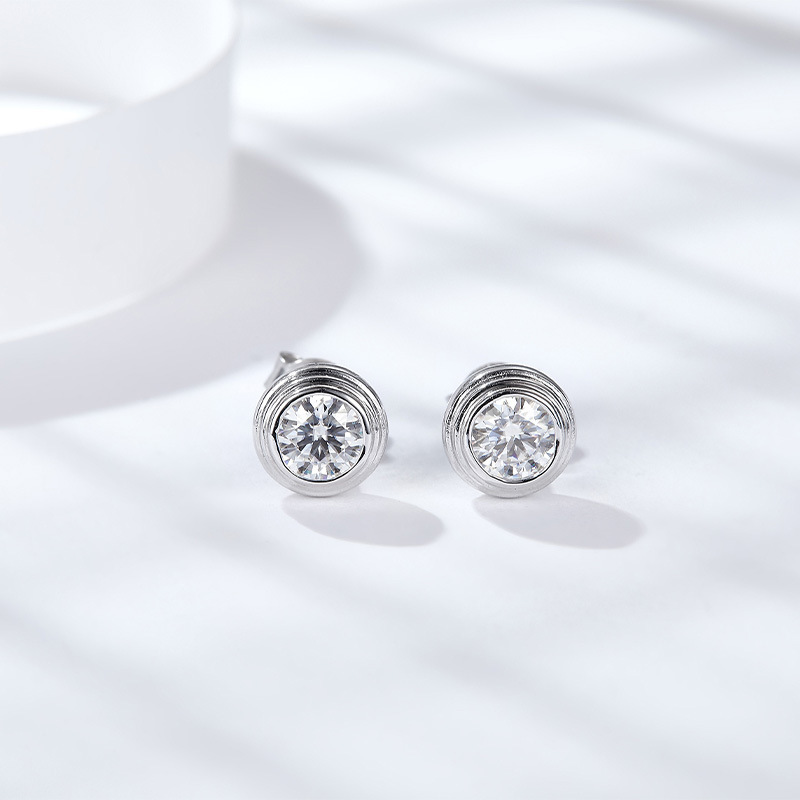 Bubble Moissanite Diamond Sterling Silver Stud Earrings