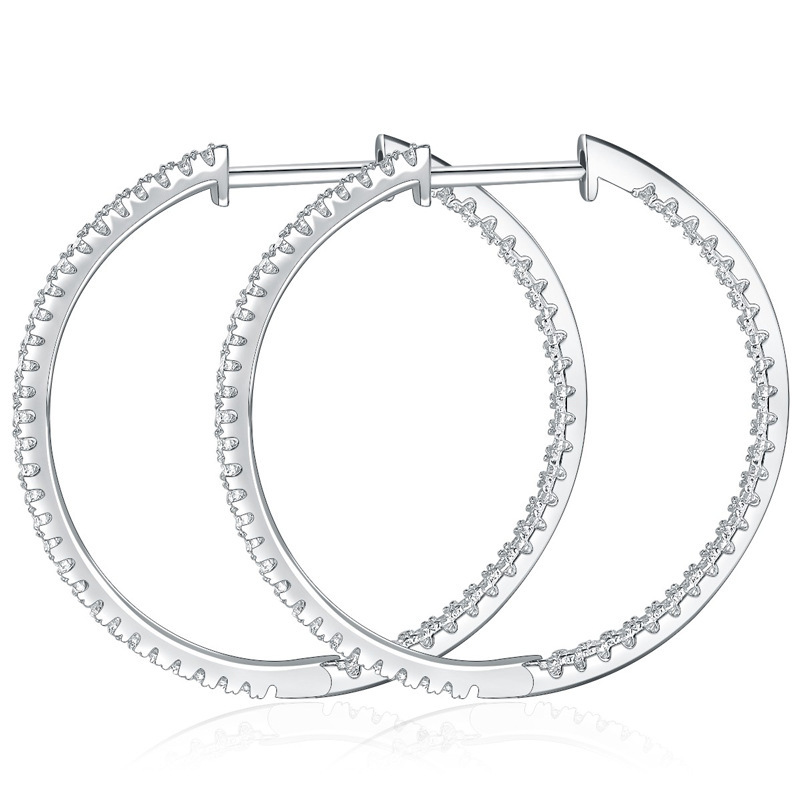 Brilliant Moissanite Diamond Sterling Silver Hoop Earrings