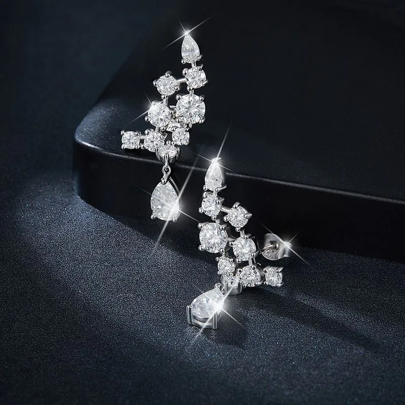 Angelic Moissanite Diamond Sterling Silver Drop Earrings