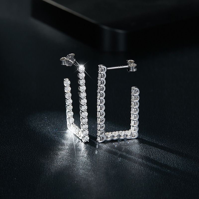 Irregular Moissanite Diamond Sterling Silver Drop Earrings
