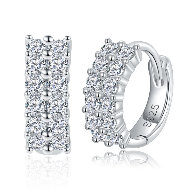 Elegant Moissanite Diamond Sterling Silver Hoop Earrings