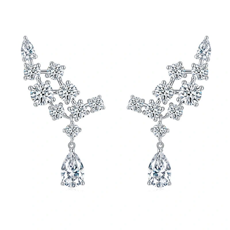 Angelic Moissanite Diamond Sterling Silver Drop Earrings