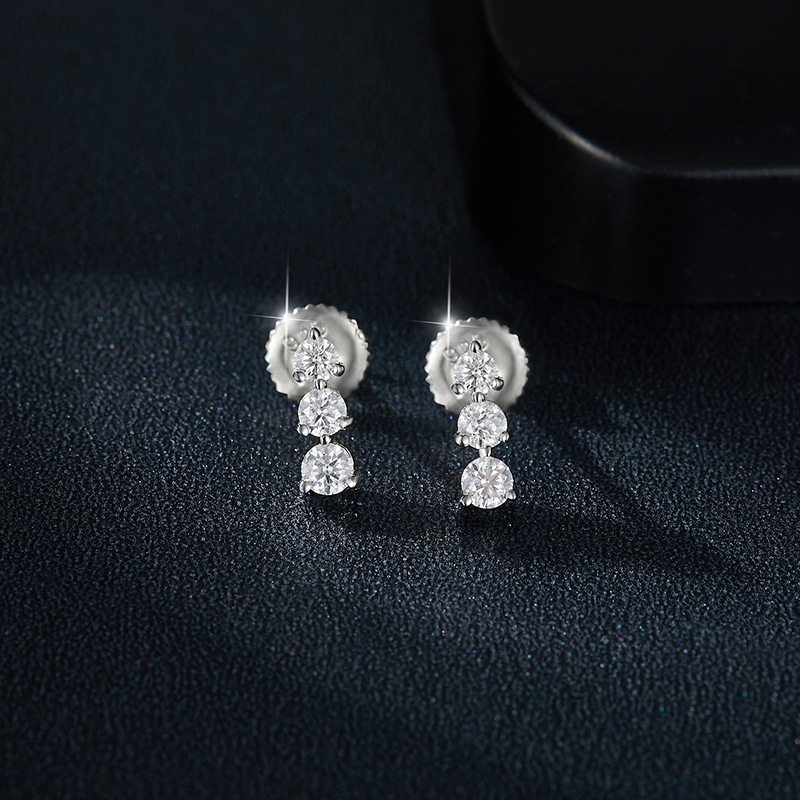 Classic Teardrop Moissanite Diamond Sterling Silver Drop Earrings