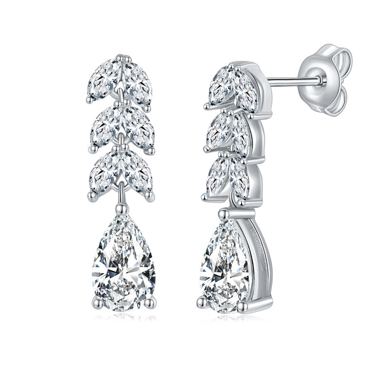 Luxurious Moissanite Diamond Sterling Silver Drop Earrings