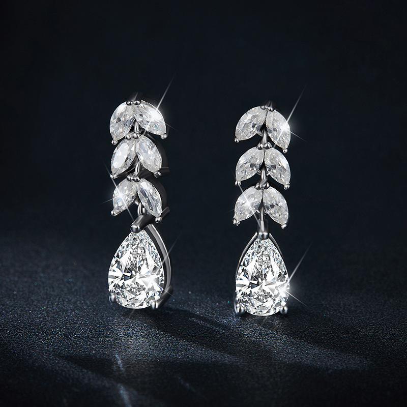 Luxurious Moissanite Diamond Sterling Silver Drop Earrings