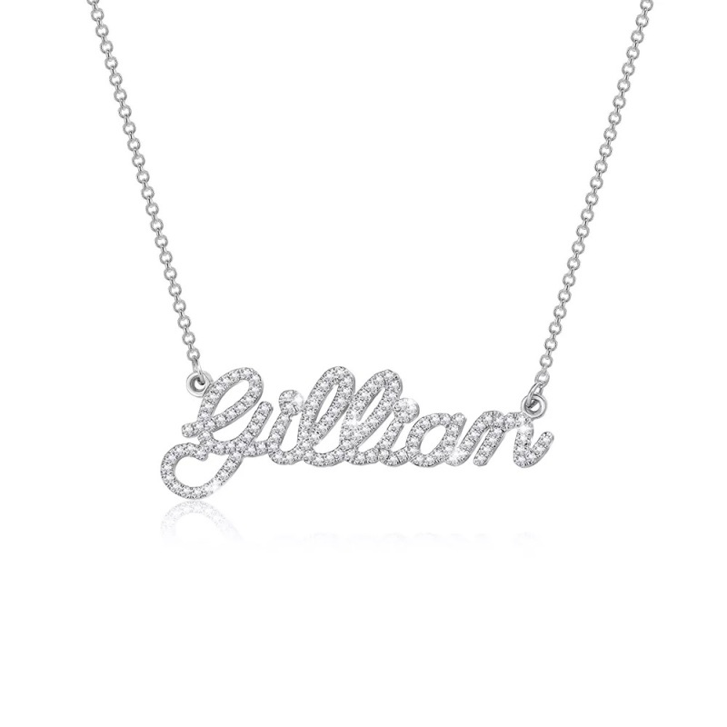 Personalized Letter Custom Moissanite Diamond Sterling Silver Necklace