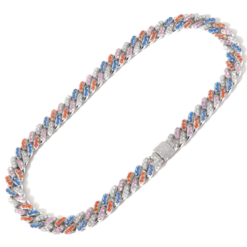 Keeponsale 12mm Multicolor Miami Iced Out Cuban Chain