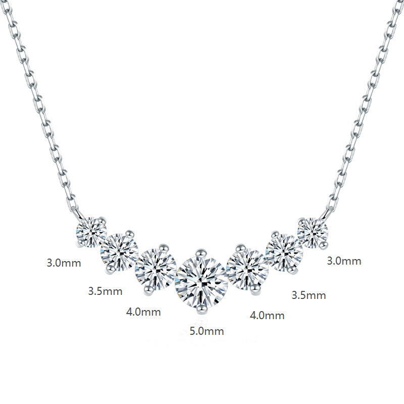 Keeponsale Moissanite Diamond Sterling Silver Ascending Curved Bar Necklace
