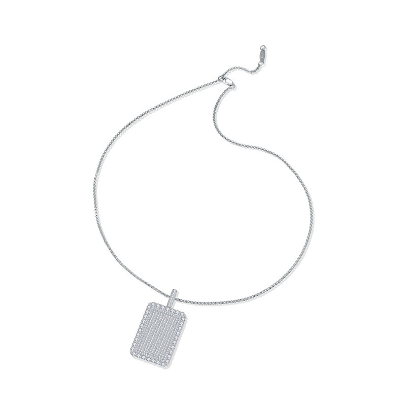 Keeponsale Moissanite Diamond Pave Set Tablet Pendant Necklace