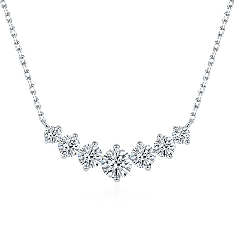 Keeponsale Moissanite Diamond Sterling Silver Ascending Curved Bar Necklace