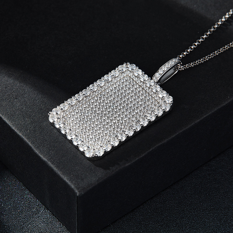 Keeponsale Moissanite Diamond Pave Set Tablet Pendant Necklace