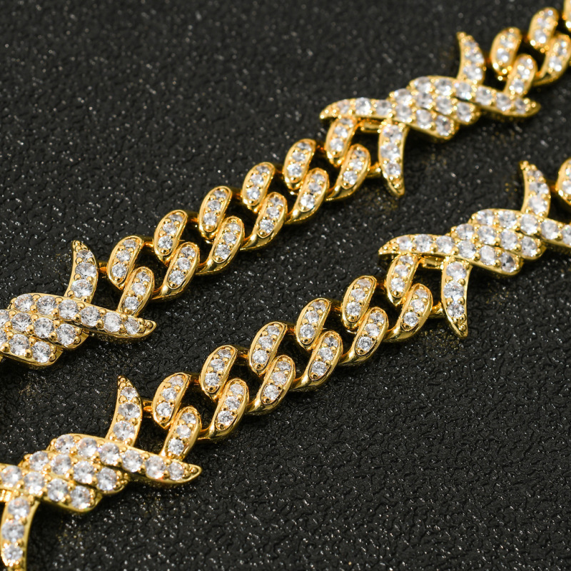 Keeponsale Iced Out 15mm Barb Wire Cuban Bracelet