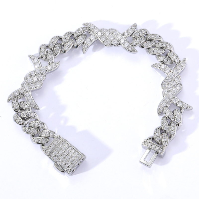 Keeponsale Iced Out 15mm Barb Wire Cuban Bracelet