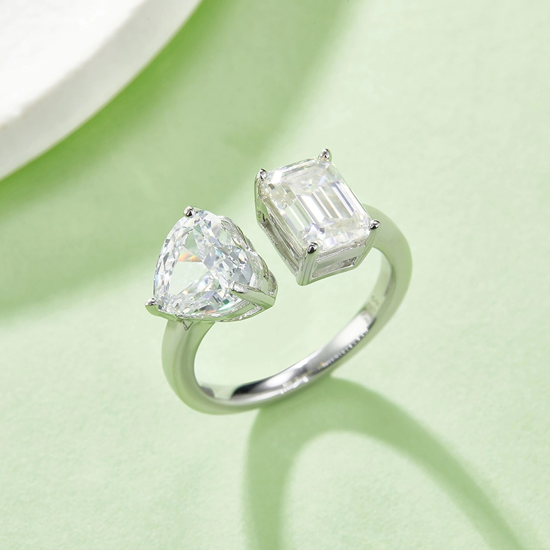 Keeponsale 2CT Moissanite Diamond Sterling Silver Open Ring
