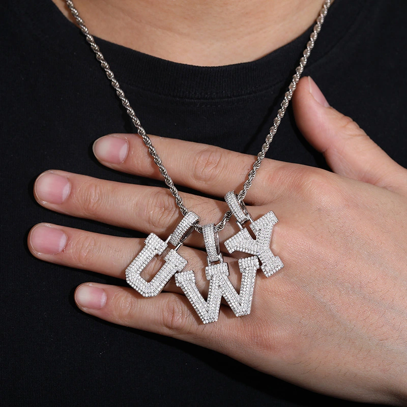 Keeponsale Custom Personalized Sparkling Letter Pendant With Rope Chain