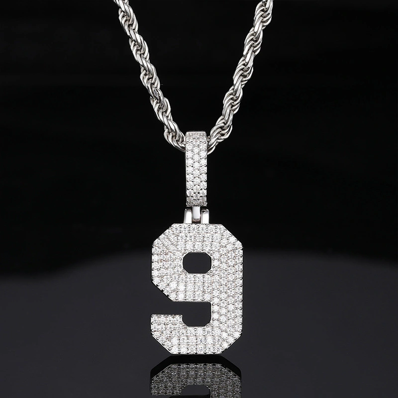 Keeponsale Moissanite Diamond Number Pendant With Rope Chain