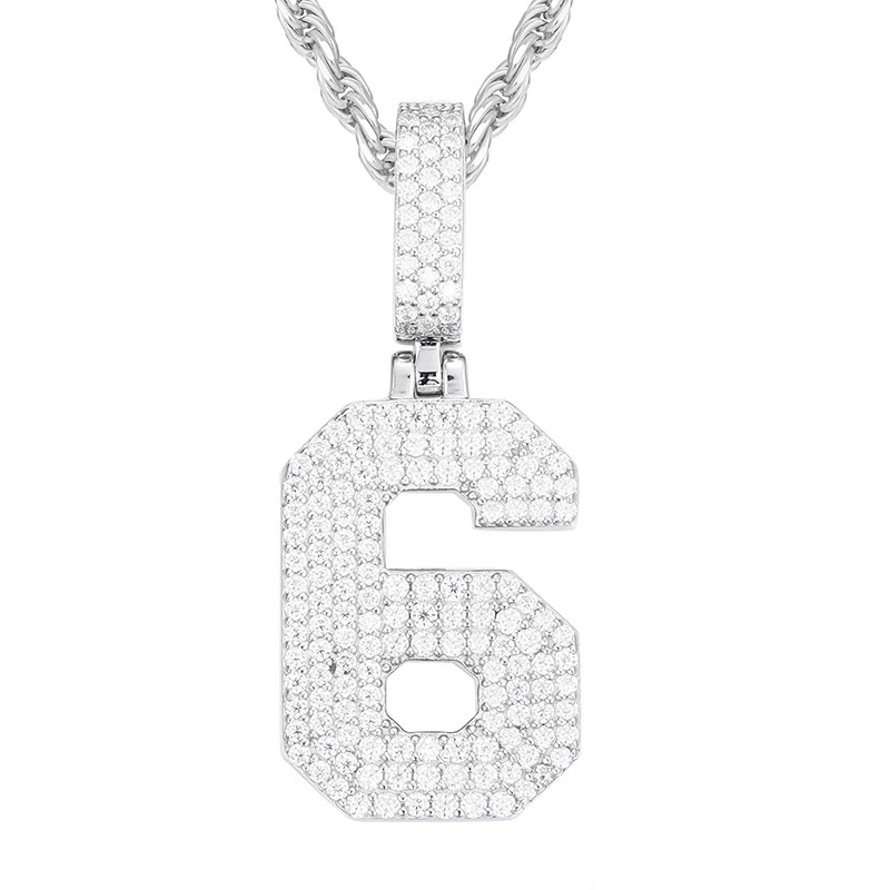 Keeponsale Moissanite Diamond Number Pendant With Rope Chain