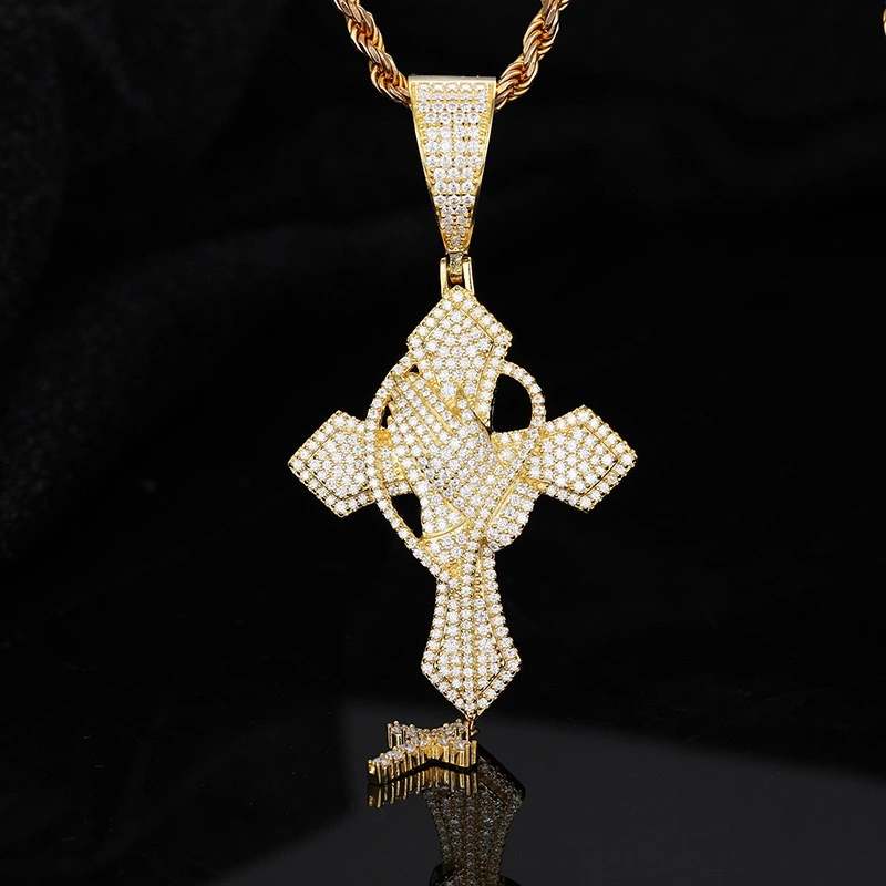 Keeponsale Double Cross Moissanite Diamond Sterling Silvver Necklace