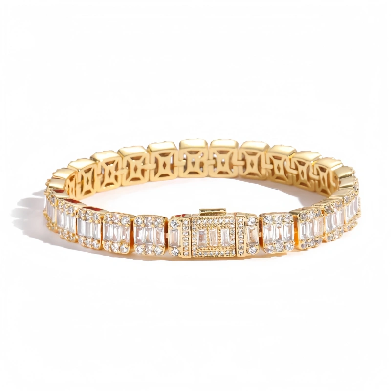 Keeponsale 18K Gold Iced Out 8mm Clustered Tennis Bracelet