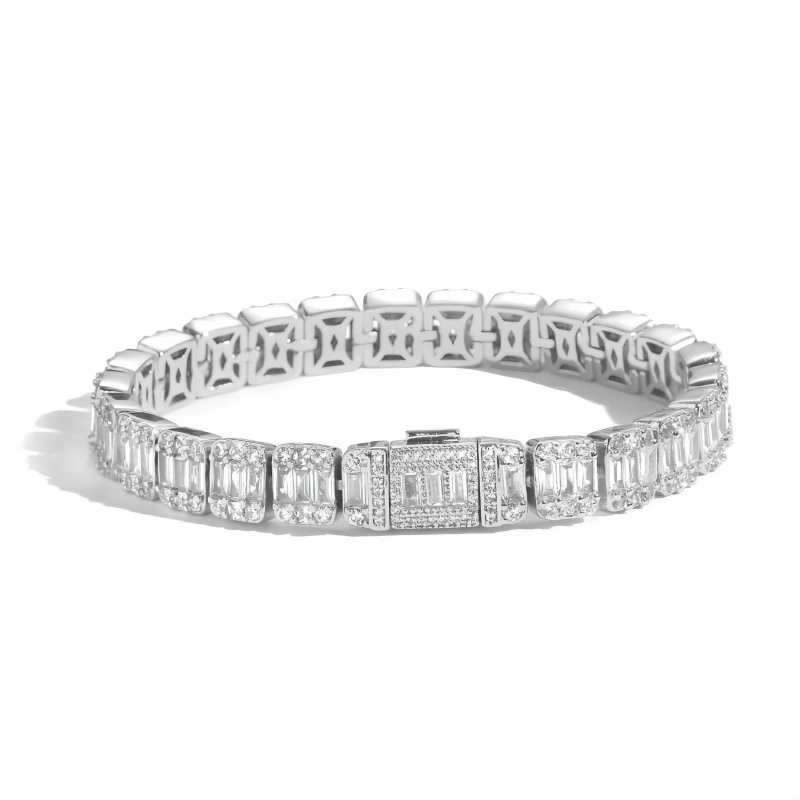 Keeponsale 18K Gold Iced Out 8mm Clustered Tennis Bracelet