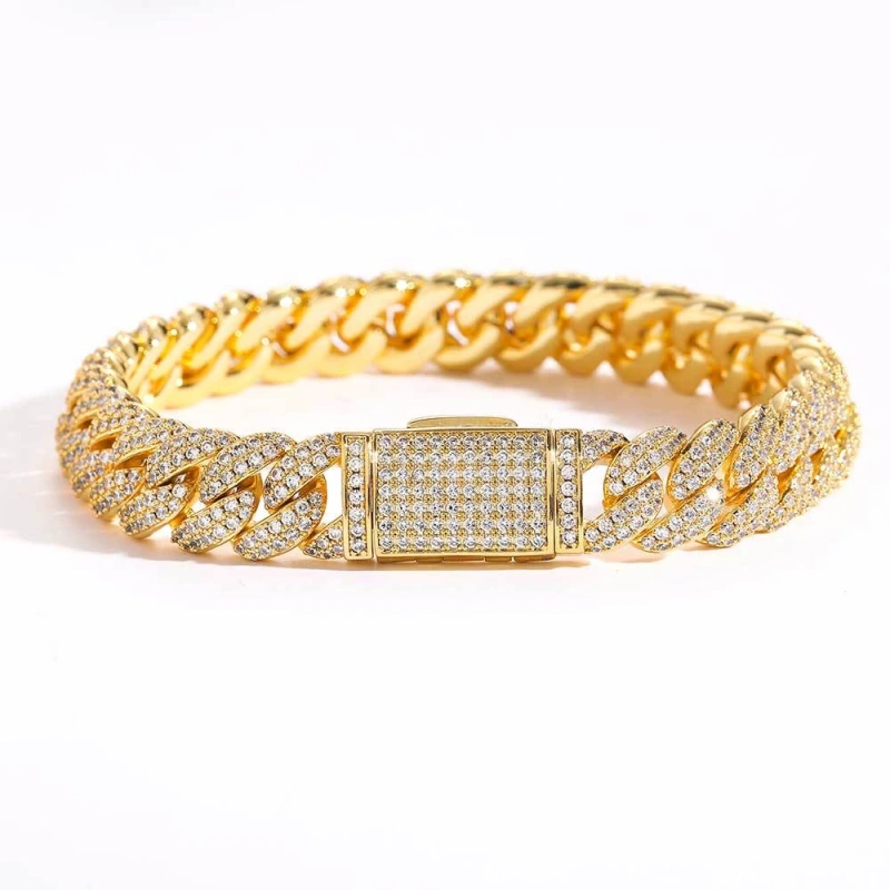 Keeponsale 18K Gold 2-Row 10mm Iced Out Bubble Miami Cuban Bracelet
