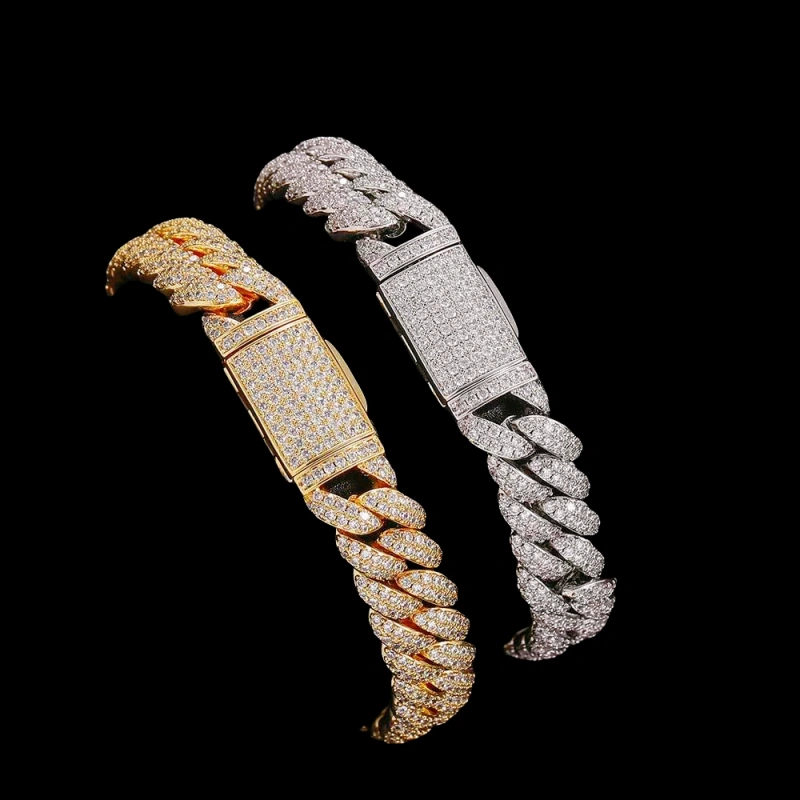 Keeponsale 18K Gold 2-Row 10mm Iced Out Bubble Miami Cuban Bracelet