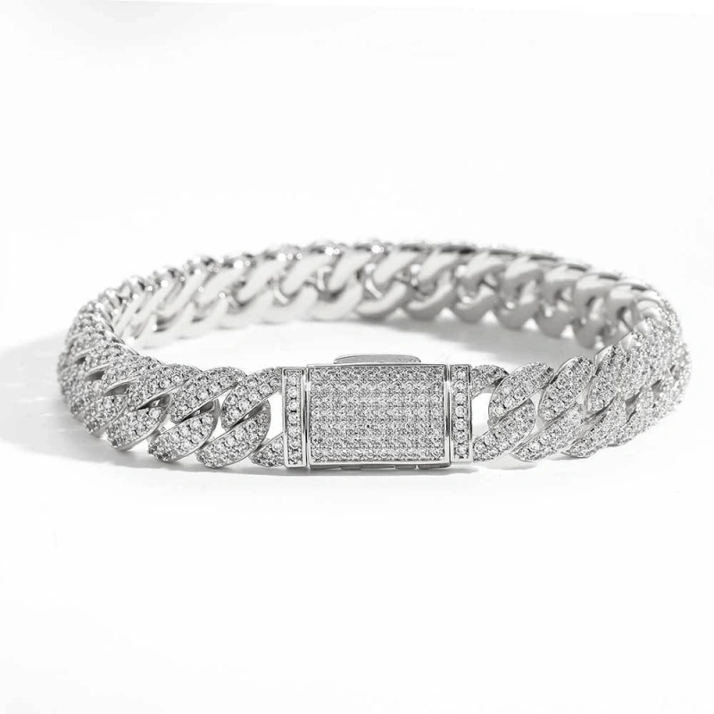 Keeponsale 18K Gold 2-Row 10mm Iced Out Bubble Miami Cuban Bracelet