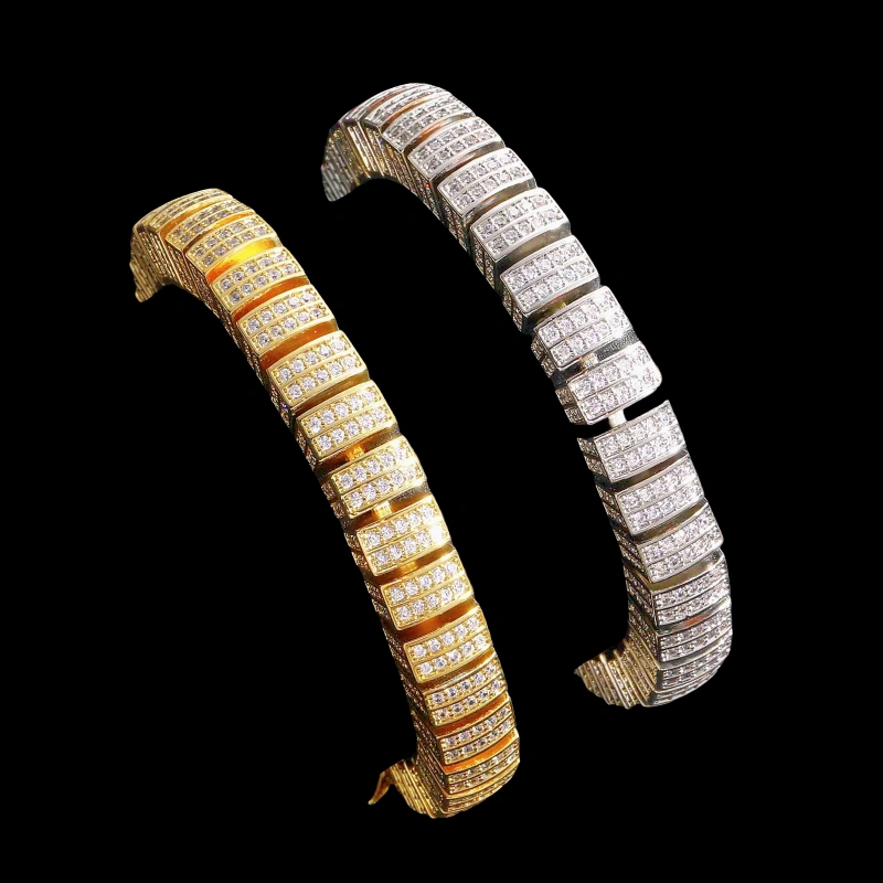 Keeponsale 18K Gold 10MM Baguette Iced Out Cuban Bracelet