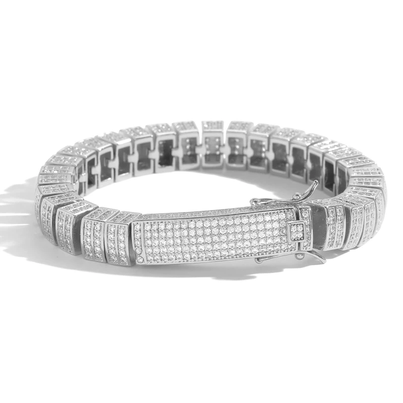 Keeponsale 18K Gold 10MM Baguette Iced Out Cuban Bracelet