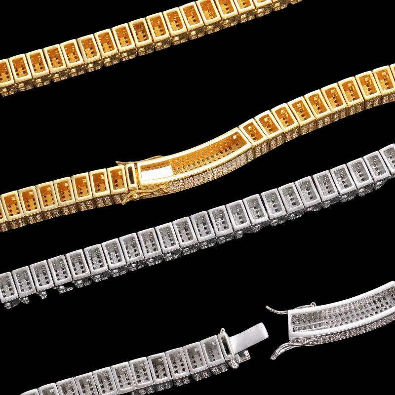 Keeponsale 18K Gold 10MM Baguette Iced Out Cuban Bracelet
