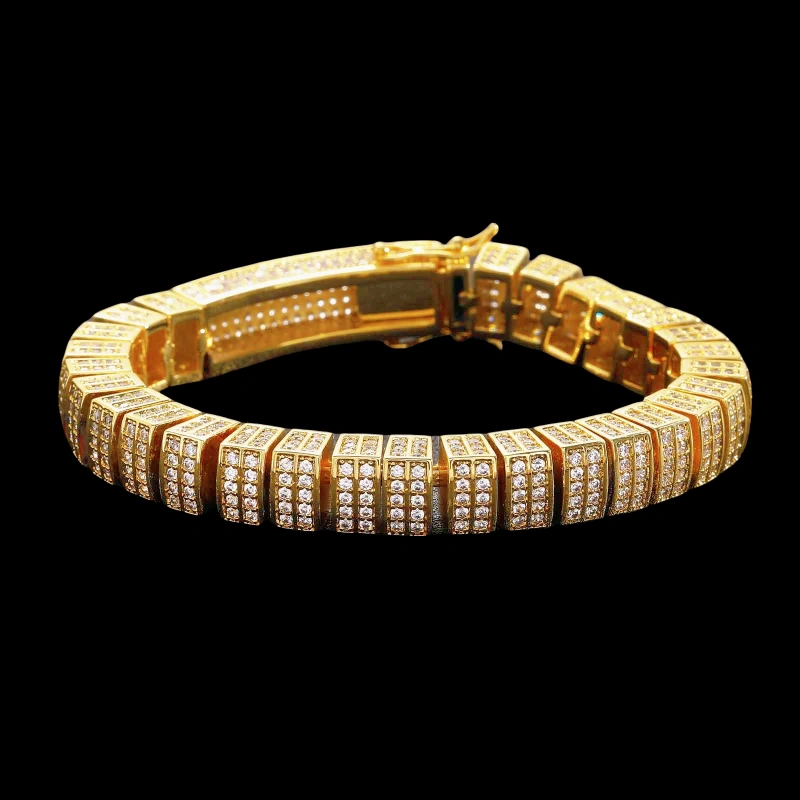 Keeponsale 18K Gold 10MM Baguette Iced Out Cuban Bracelet