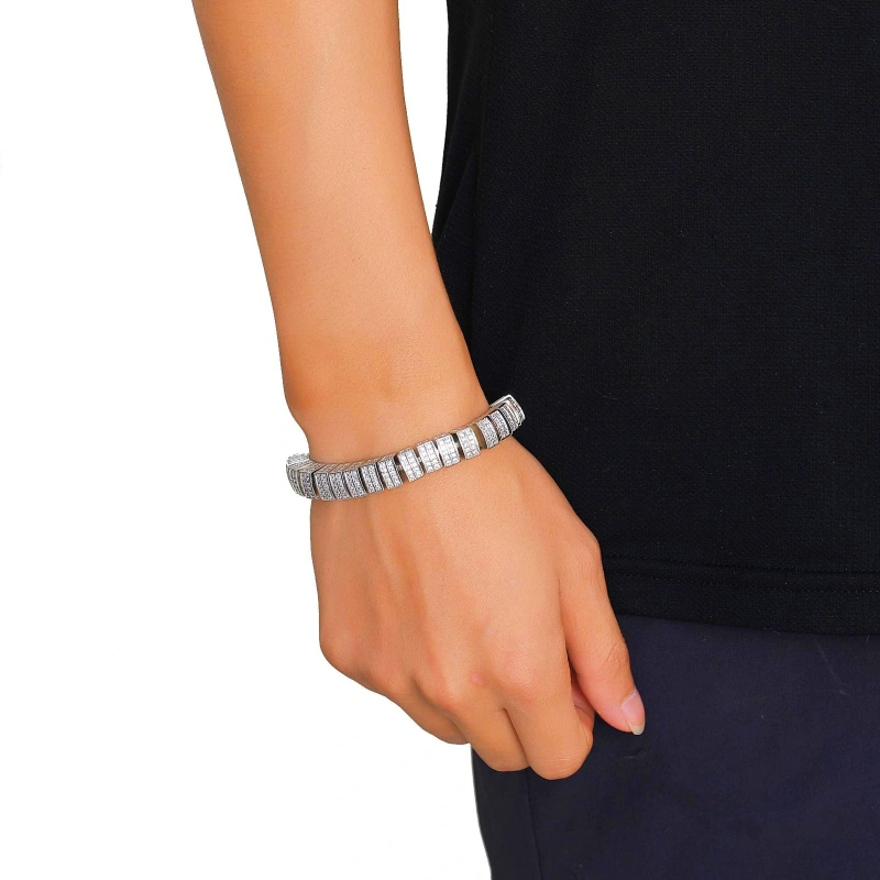 Keeponsale 18K Gold 10MM Baguette Iced Out Cuban Bracelet