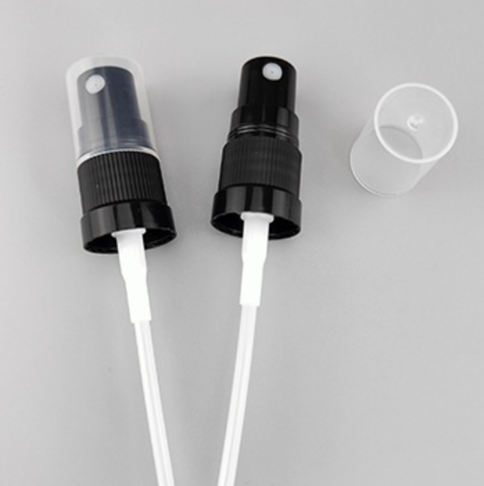 18mm口径瓶用のスプレーとポンプ単品です。PP製とアルミナ製の2種あり、5mlから100mlまで通用です。