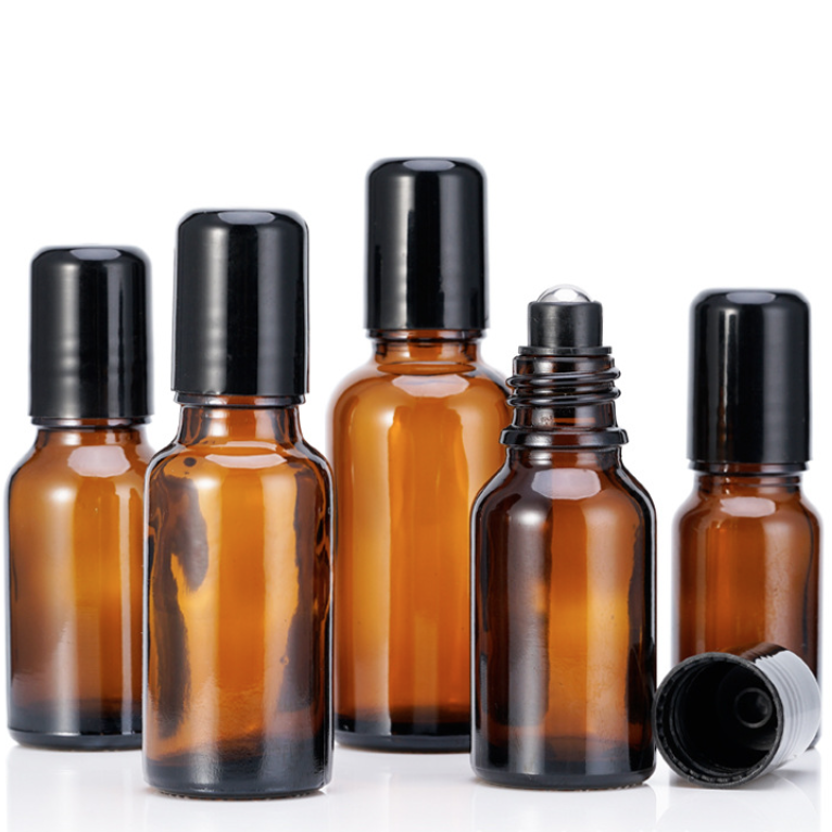 18mm口径ガラス瓶用ロールオンキャップ。5ml 10ml 15ml 20ml 30ml 50ml 100ml瓶用。茶色、ブルー、緑、クリアー、黒い5カラーのガラス瓶、遮光瓶、エッセンシャルオイル瓶、アロマ瓶用。
