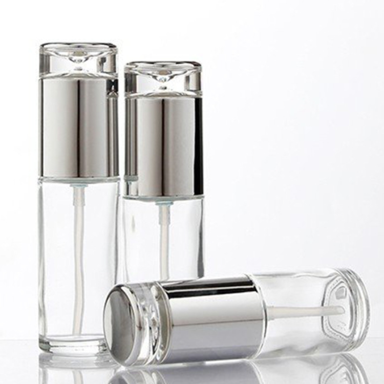 30ml 40ml 50ml 60ml 80ml 100ml 『しずく』ポンプOrミススプレー付きガラス瓶。スプレーキャップはゴールドとシルバーあり、瓶はクリアーとくもりあり。