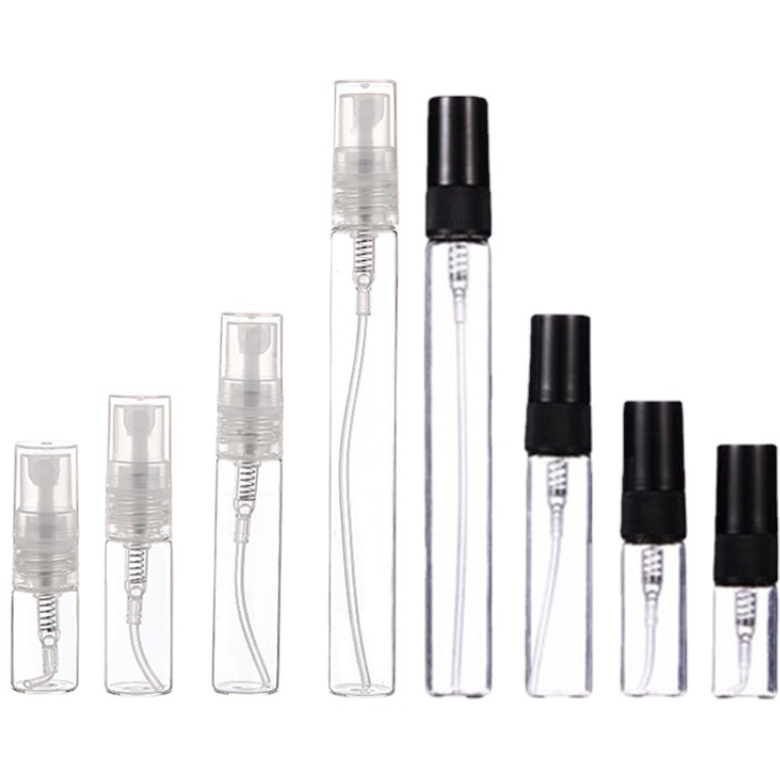 2ml 3ml 5ml 7ml 10ml スプレー付ガラス瓶。クリアーと茶色２カラーあり。