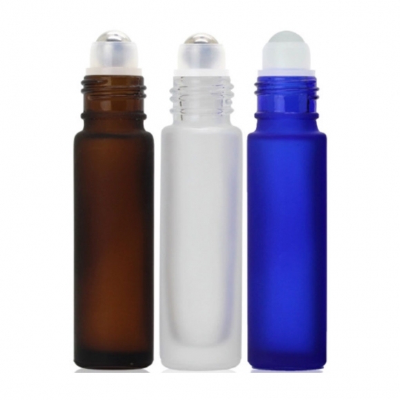 くもり10mlロールオン青、茶、クリアー磨りガラス瓶、キャップ付き！