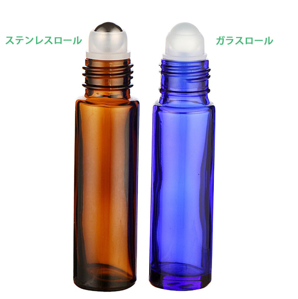 10ml ロールオン青、茶、クリアガラス瓶キャップ付き！