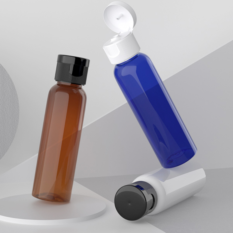 60ml ワンタッチ付きPETボトル、茶色、ブルー、緑、クリアー、白い、赤い、黒い在庫販売